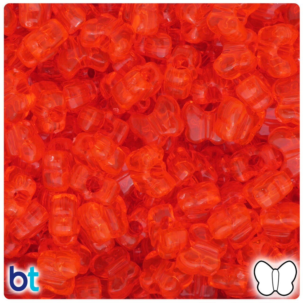 BeadTin Hyacinth Transparent 13mm Butterfly Plastic Pony Beads (250pcs)